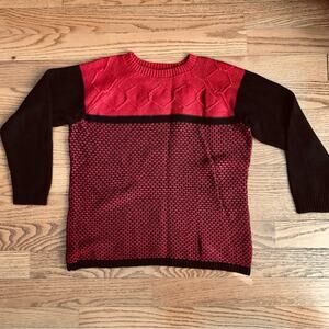 Karen Scott Vintage Pullover Crewneck Textured Red Black Sweater Women's Size XL